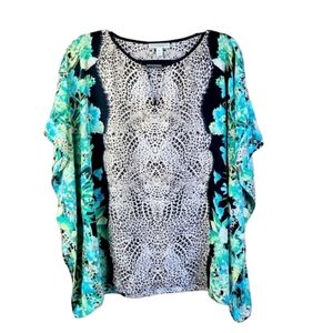 Dana Buchman Leopard Floral Print Top Size Large